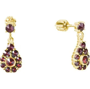 Náušnice Zlaté náušnice s českým granátem - kapka Zapínání: balónek