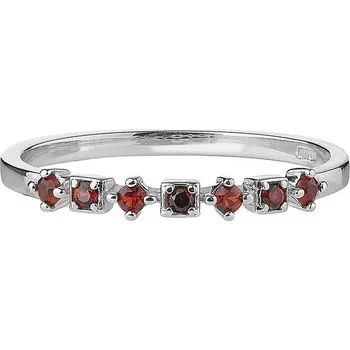 Prsten Stříbrný prsten s českým granátem, rhodiovaný - linka Velikost: 61