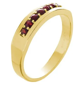 Prsten Stříbrný prsten s českým granátem, zlacený - linka Velikost: 50
