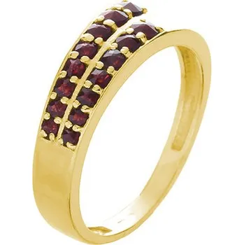 Prsten Stříbrný prsten s českým granátem, zlacený - linka Velikost: 54