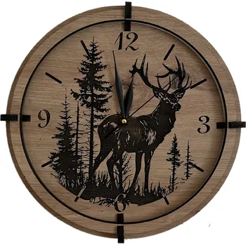 Hodiny Li-Go "Jelen" Dřevěné hodiny 32 cm provedení povrchu: dub světlý