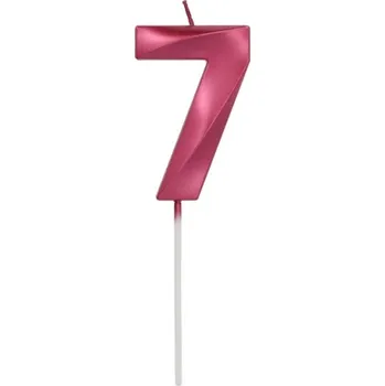 Dortová svíčka číslo 7 - Glamour Red 7 cm /BP