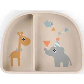 dětská jídelní sada DONE BY DEER Stick and stay silikonová miska Celebration - písková