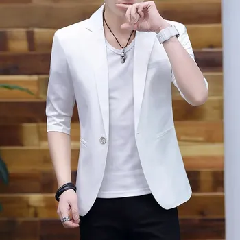 Best Fashion Pánské letní sako s kratším rukávem Barva: Bílá, Velikost: S