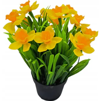 umělá květina Umělé narcisy žluto-oranžové, 12 ks v květináči, výška 23 cm