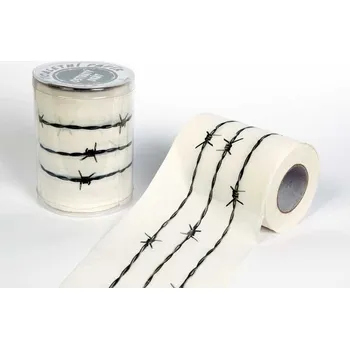 Žertovný předmět Toaletní papír „Ostnatý drát“ – vtipný dárek pro muže i ženy, dvouvrstvý s potiskem, dárková krabička