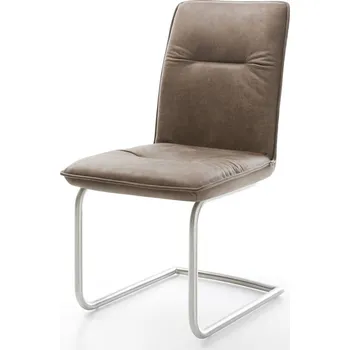 Jídelní židle DELIFE Jídelní židle Vinjo-Flex mikrovlákno taupe vintage jídelní židle kulatá nerezová ocel