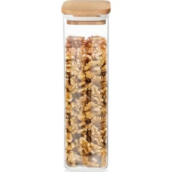 Dóza na potraviny SKLENĚNÁ DÓZA NA SYPKÉ POTRAVINY S VÍKEM A TĚSNĚNÍM NA KOŘENÍ