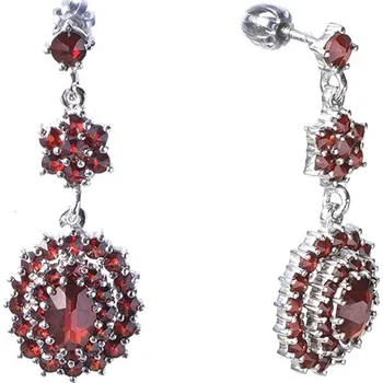 Náušnice Stříbrné náušnice s českým granátem, rhodiované - ovál Zapínání: puzeta