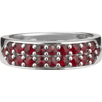 Prsten Stříbrný prsten s českým granátem, rhodiovaný - linka Velikost: 61