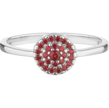 Prsten Stříbrný prsten s českým granátem, rhodiovaný - kruh Velikost: 59