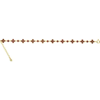 Náramek Stříbrný náramek s českým granátem, zlacený - květina