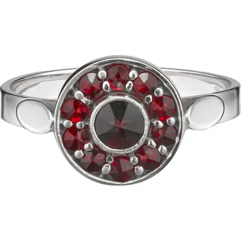 Prsten Stříbrný prsten s českým granátem, rhodiovaný - kruh Velikost: 53