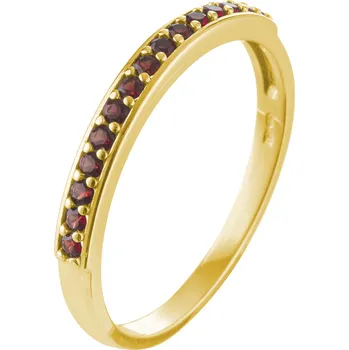 Prsten Stříbrný prsten s českým granátem, zlacený - linka Velikost: 52