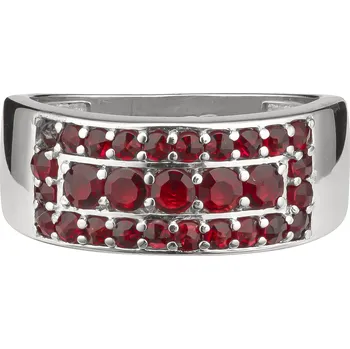 Prsten Stříbrný prsten s českým granátem, rhodiovaný - linka Velikost: 54
