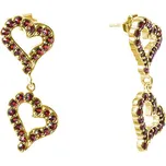 Stříbrné náušnice s českým granátem, zlacené - srdce Zapínání: puzeta