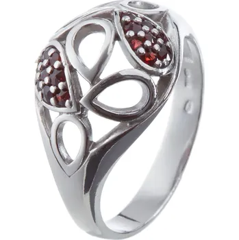 Prsten Stříbrný prsten s českým granátem, rhodiovaný Velikost: 51