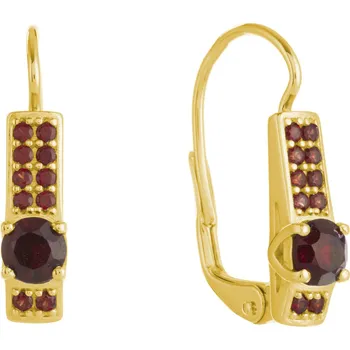 Náušnice Stříbrné náušnice s českým granátem, zlacené - obdélník Zapínání: klapka