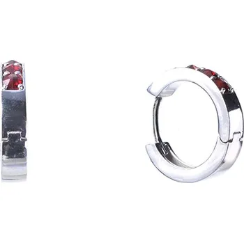 Náušnice Stříbrné náušnice s českým granátem, rhodiované - kruh Zapínání: kreole