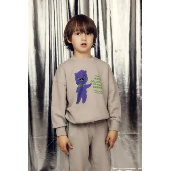 Chlapecká mikina Dětská bavlněná mikina Mini Rodini Alien travel agency 26220121 šedá 09X, vel. 92-98