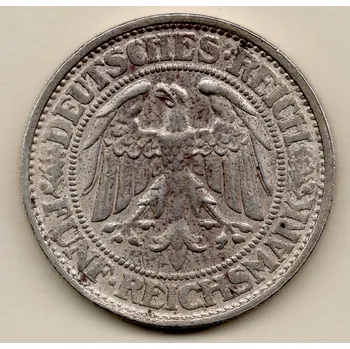 Německo (Výmarská republika) 5 mark 1932 D Dub Mnichov 24,93 g