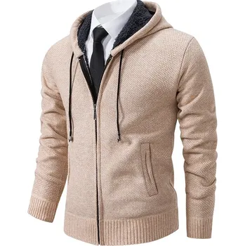 Pánský svetr Best Fashion Pánský teplý pletený svetr se zapínáním Barva: Béžová, Velikost: 2XL