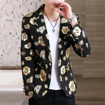 Pánská móda Best Fashion Pánské moderní sako pro společenské události Barva: Zlatá, Velikost: 3XL