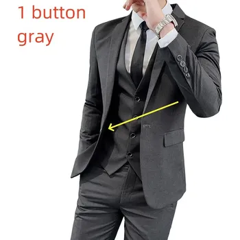 Best Fashion Pánský formální oblek pro svatby a oslavy Velikost: 3XS, Barva (Varianta): 1 buttons gray