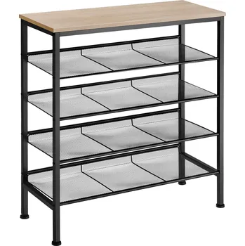 Botník TecTake GmbH 404280 botník bournemouth 75,5x30,5x85,5cm - industrial světlé dřevo, dub sonoma