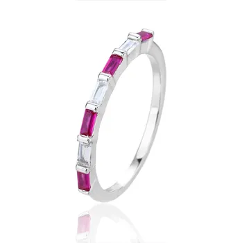 Prsten Bealio BEALIO 14162 Stříbrný prsten BAGUETTE rubínový Velikost prstenu: 58 03-14162-3978