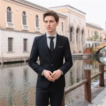 Pánský oblek Best Fashion Pánský třídílný oblek v luxusním stylu Barva: Černá, Velikost: 5XL