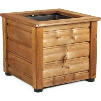Truhlík Drevěný květináč s plastovou vložkou 43x43x38cm