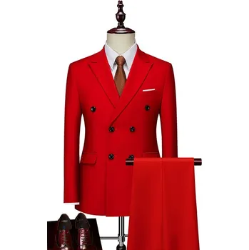 Pánský oblek Best Fashion Pánský dvoudílný oblek pro formální příležitosti Barva: Červená, Velikost: XXS