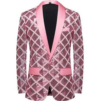 Best Fashion Pánské výrazné sako pro taneční vystoupení Barva: Růžová, Velikost: M