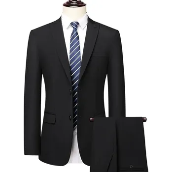 Best Fashion Pánský společenský oblek pro pracovní i slavnostní příležitosti Barva: Černá, Velikost: M