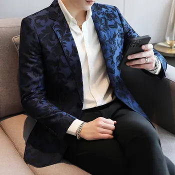 Best Fashion Pánské elegantní sako pro společenské události Barva: Modrá, Velikost: 3XS