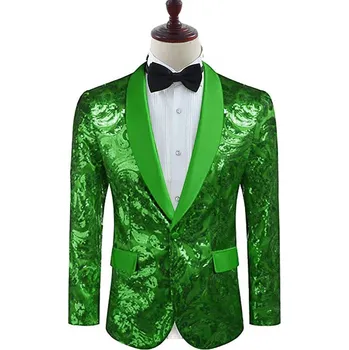Best Fashion Pánské výrazné sako pro večírky a stage Barva: Zelená, Velikost: XL