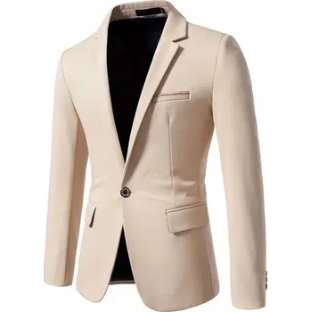 Best Fashion Pánské slim sako v moderním ležérním stylu Barva: Khaki, Velikost: XXS