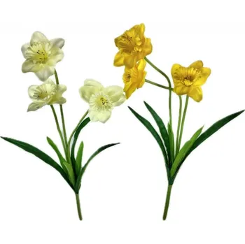 umělá květina Narcis v trsu umělý se 3 květy mix 53cm