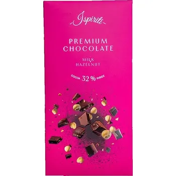 Čokoláda Čokoláda ISPIRITI mléčná 32% s lískovými ořechy 80g