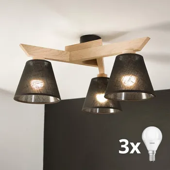 Brilagi - LED Přisazený lustr ANTHONY 3xE14/40W/230V dub/černá