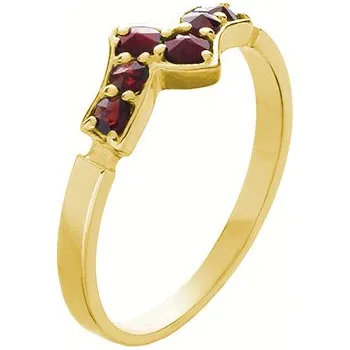Prsten Stříbrný prsten s českým granátem, zlacený Velikost: 62