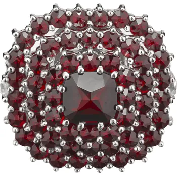 Prsten Stříbrný prsten s českým granátem, rhodiovaný - čtverec Velikost: 55