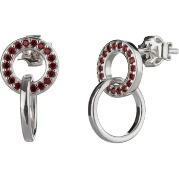 Náušnice Stříbrné náušnice s českým granátem, rhodiované - kruh Zapínání: balónek