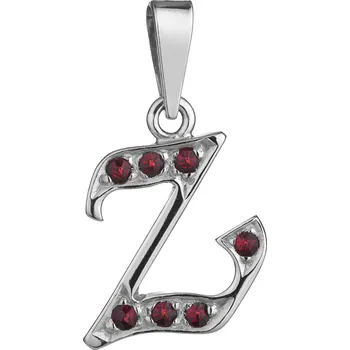 Přívěsek Stříbrný přívěsek s českým granátem, rhodiovaný - písmeno Z