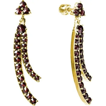 Náušnice Stříbrné náušnice s českým granátem, zlacené - linka Zapínání: klapka