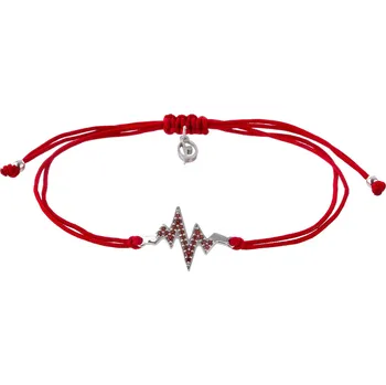 Náramek Stříbrný náramek Shamballa s českým granátem, rhodiovaný