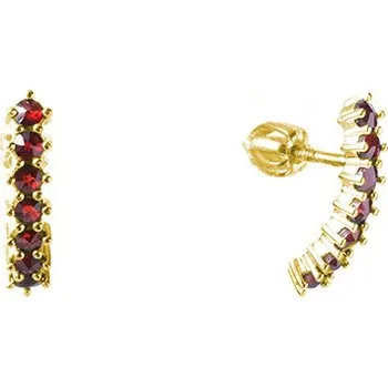 Náušnice Stříbrné náušnice s českým granátem, zlacené - linka Zapínání: balónek