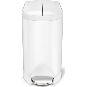 Odpadkový koš Simplehuman pedálový odpadkový koš do koupelny, 10 L, butterfly víko, bílá ocel