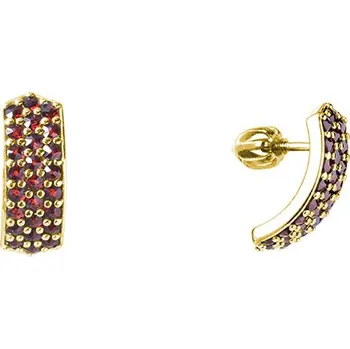 Náušnice Stříbrné náušnice s českým granátem, zlacené - linka Zapínání: balónek